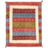 Handwoven Persian Striped Gabbeh Rug with Animal Motifs - Red Wool