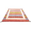 Handwoven Persian Striped Gabbeh Rug with Animal Motifs - Red Wool