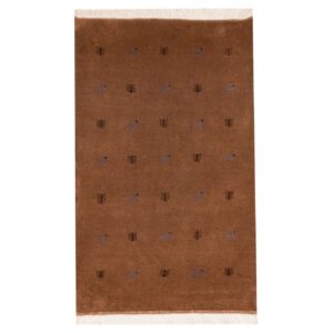 Original Handwoven Persian Minimalist Gabbeh Rug – Solid Brown Wool