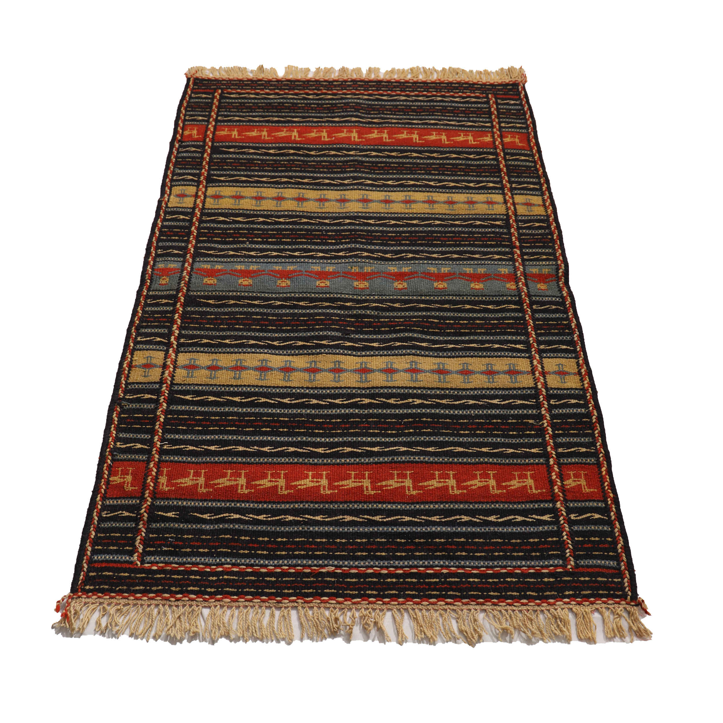 Original Khorasan Striped Kilim Rug – Traditional Handwoven Persian Wool