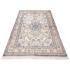 Hand-Knotted Persian Tabas Rug (Traditional Floral Medallion) - Cream Silk & Wool