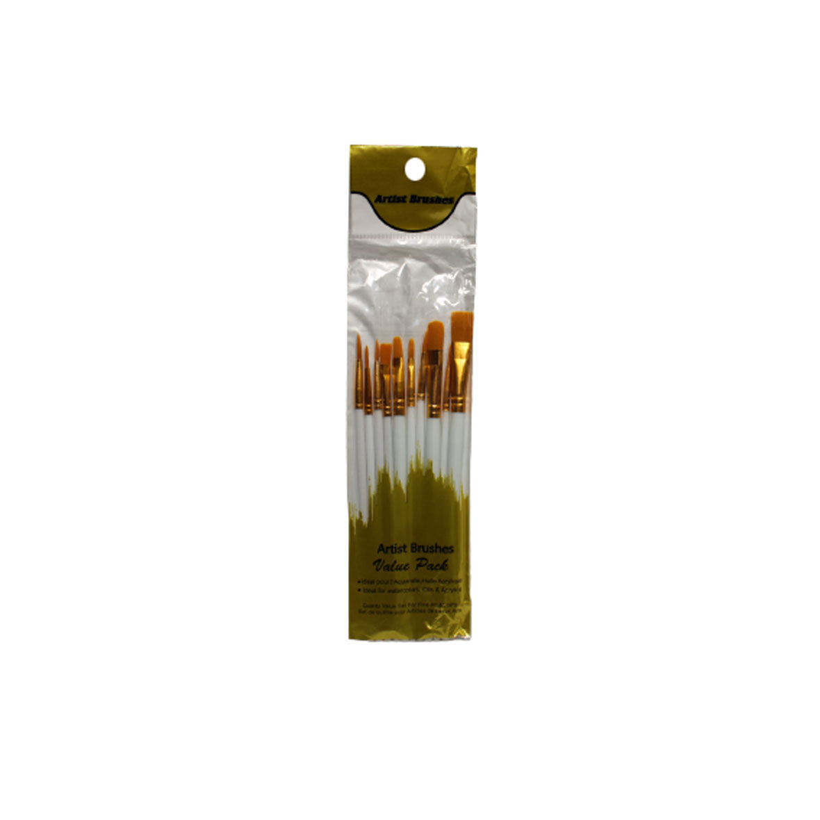 10-Piece Soft Bristle Paint Brush Set for Watercolor, Acrylic, & Gouache