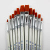 12-Piece Flat Bristle Paint Brush Set for Watercolor, Acrylic, & Gouache