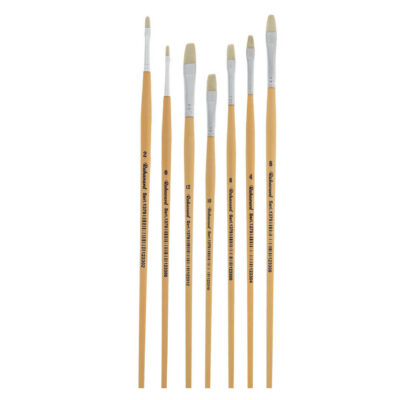 7-Piece Flat Bristle Paint Brush Set for Watercolor, Acrylic, & Gouache