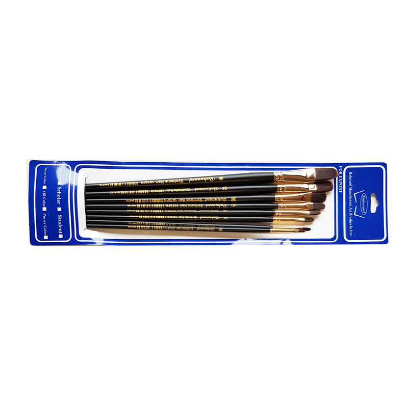8-Piece Filbert & Cat Tongue Bristle Paint Brush Set with Wooden Handles