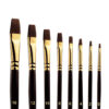 8-Piece Flat Bristle Paint Brush Set for Watercolor, Acrylic, & Gouache