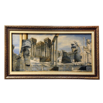 Hand-Knotted Persian Silk and Wool Pictorial Wall Hanging Rug – Persepolis, Tabriz