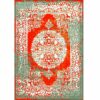 Hand-Knotted Persian Tabriz Rug (Lachak Toranj Floral Medallion) - Orange Silk & Wool