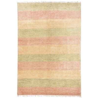 Original Handwoven Persian Striped Gabbeh Rug in Yellow - Wool