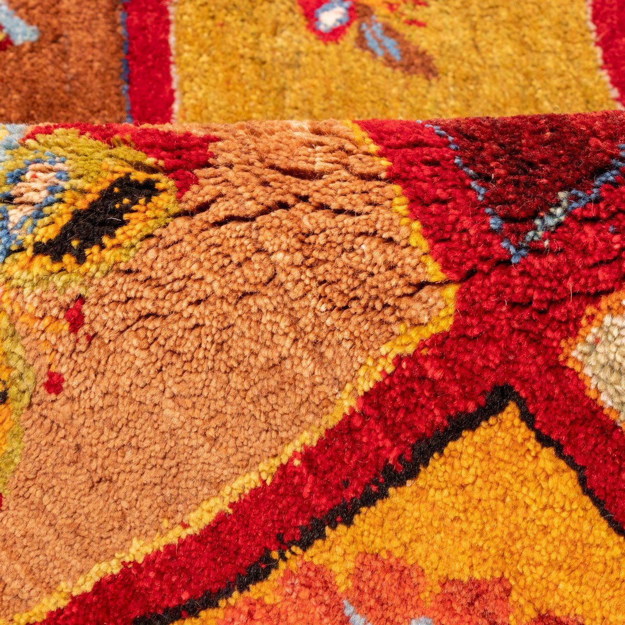 Handwoven Persian Kheshti Gabbeh Rug – Butterfly & Flower Red Wool