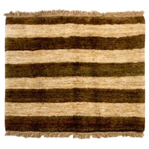 Genuine Handwoven Persian Striped Gabbeh Rug in Brown – Wool