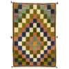 Handwoven Persian Geometric Gabbeh Rug - Checkered Green Wool