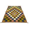 Handwoven Persian Geometric Gabbeh Rug - Checkered Green Wool