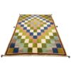 Handwoven Persian Geometric Gabbeh Rug - Checkered Green Wool