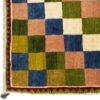 Handwoven Persian Geometric Gabbeh Rug - Checkered Green Wool