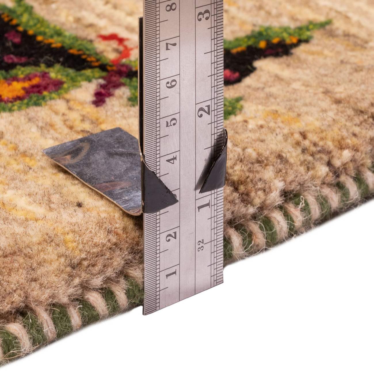 Handwoven Persian Minimalist Gabbeh Rug – Butterfly Motif Cream Wool