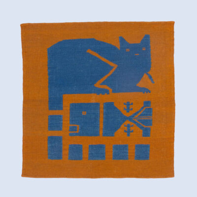 Genuine Pictorial Cat & Fish Kilim Rug - Handwoven Persian Wool