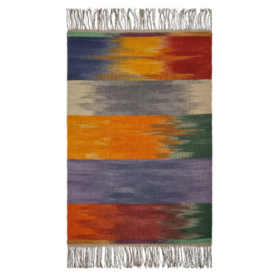 Orange Striped Kilim Rug from Lorestan - Authentic Handwoven Persian Wool