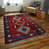Shiraz Soumak Red Geometric Kilim Rug - Authentic Handwoven Persian Wool