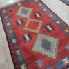 Shiraz Soumak Red Geometric Kilim Rug - Authentic Handwoven Persian Wool