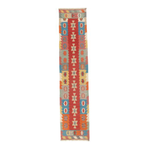 Red Fars Qashqai Geometric Kilim Runner – Authentic Handwoven Persian Wool