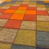 Red Checkered Kilim Rug - Authentic Handwoven Persian Wool Craft