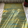 Jade Green Striped Kilim Rug from Khorasan - Authentic Handwoven Persian Wool