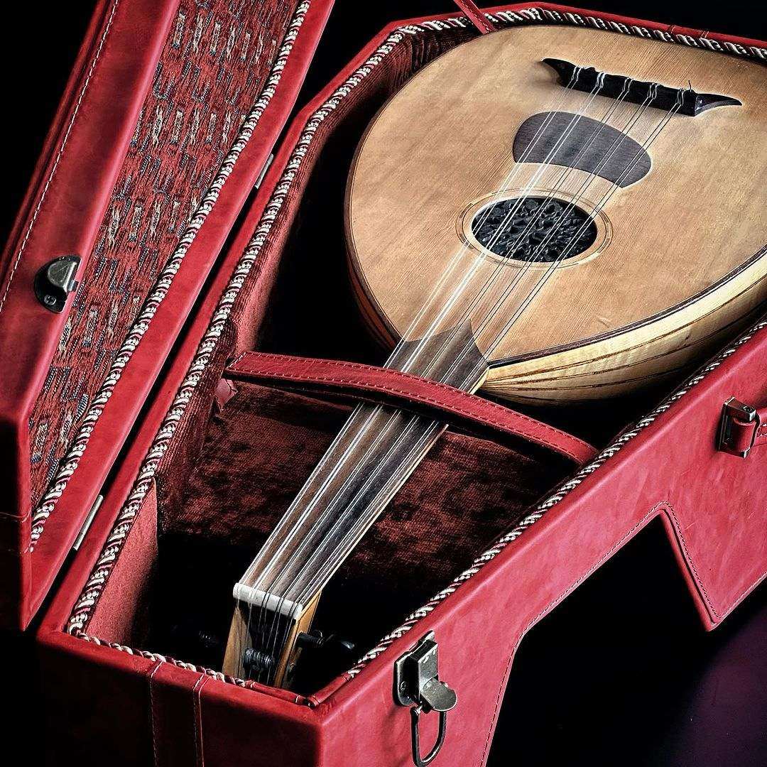 Persian Oud Hard Case Luxurious Handmade with Natural Leather Covering