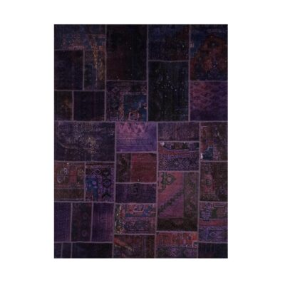 Vintage Persian Hand-Knotted Patchwork Carpet Purple