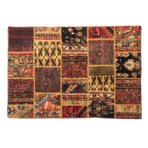 Vintage Persian Hand-Knotted Patchwork Carpet Yellow