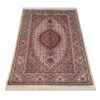 Hand-Knotted Persian Tabriz Riz Mahi Rug (Mahi Medallion / Herati) - Cream Wool