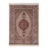 Hand-Knotted Persian Tabriz Riz Mahi Rug (Mahi Medallion / Herati) - Cream Wool
