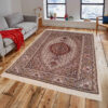 Hand-Knotted Persian Tabriz Riz Mahi Rug (Mahi Medallion / Herati) - Cream Wool