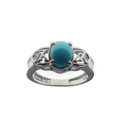 Neyshabur Turquoise Silver Gemstone Ring for Women – Handcrafted Hanieh Model, Bohemian Design