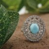 Persian Silver Ring for Women with Neyshaburi Turquoise