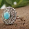 Persian Silver Ring for Women with Neyshaburi Turquoise