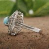 Persian Silver Ring for Women with Neyshaburi Turquoise