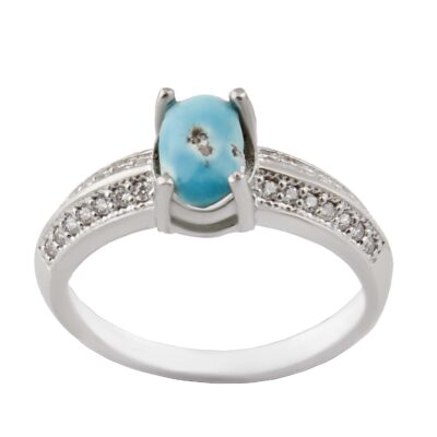 Neyshabur Turquoise Silver Gemstone Ring for Women – Persian Bohemian Design