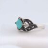 Persian Neyshabur Turquoise Silver Ring Handcrafted for Women Rhodium Plated