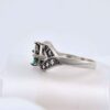 Persian Neyshabur Turquoise Silver Ring Handcrafted for Women Rhodium Plated