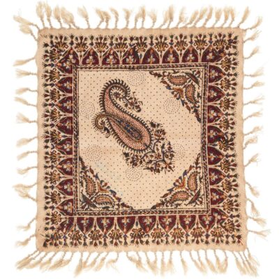 Persian Tablecloth: Isfahan's Traditional Kalamkari Block Print Cream