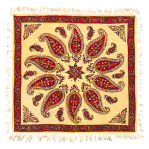 Persian Tablecloth: Isfahan’s Traditional Kalamkari Block Print Yellow