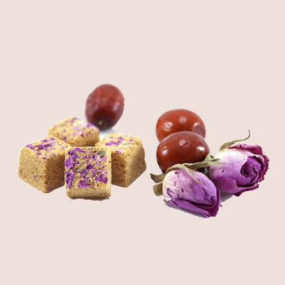 Red Date Cubes with Damask Rose Petals – Fruit Sweetener for Tea & Coffee, 750g