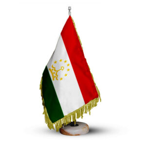 Tajikistan Table Flag with Stone Base