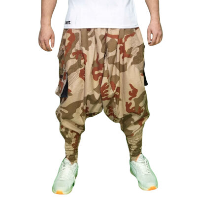 Traditional Kurdish Shalwar Pants with Zendan Baft and Camouflage Pattern