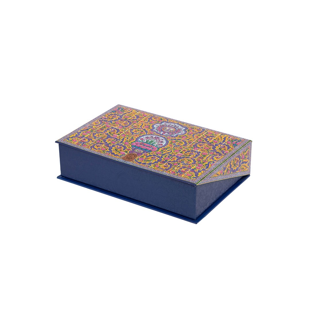 Treasured Persian Artisanal Gift Set Turquoise Inlay Vase & Ghalamkar Tablecloth