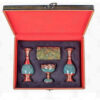 Treasured Persian Artisanal Gift Set Turquoise Inlay Vases & Fruit Bowl