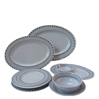 White Melamine Dinnerware Set for 6 Unbreakable
