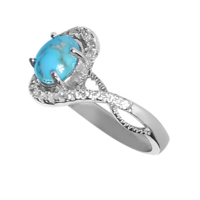 Neyshabur Turquoise Silver Gemstone Ring for Women – Persian Bohemian Design