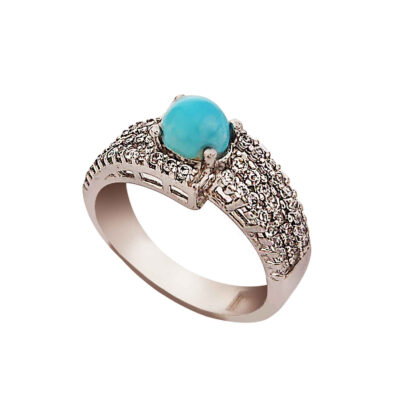 Neyshabur Turquoise Silver Gemstone Ring for Women – Bohemian Design